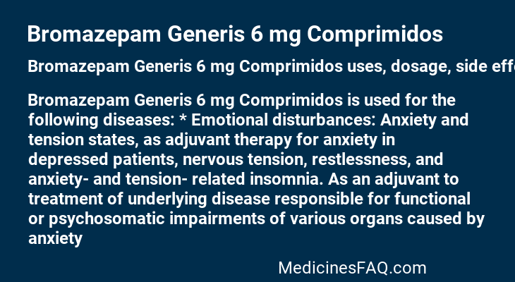 Bromazepam Generis 6 mg Comprimidos