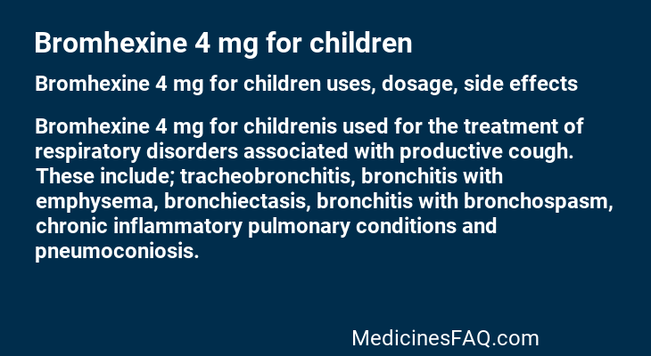 Bromhexine 4 mg for children