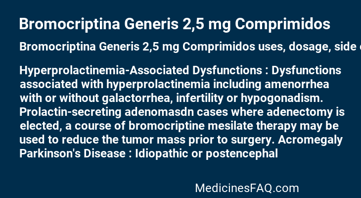 Bromocriptina Generis 2,5 mg Comprimidos