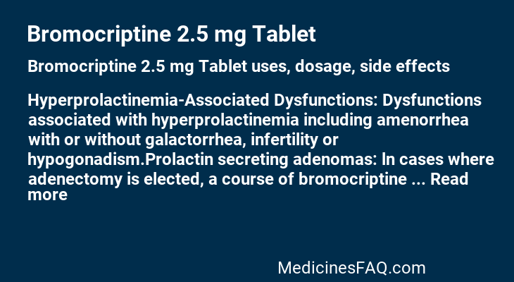 Bromocriptine 2.5 mg Tablet