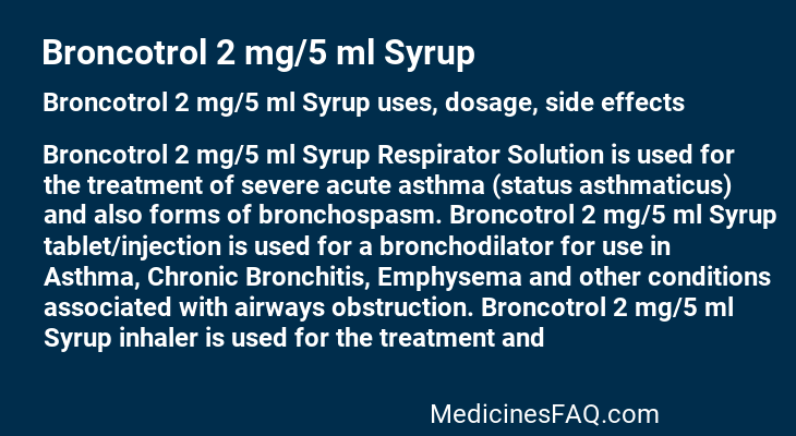 Broncotrol 2 mg/5 ml Syrup