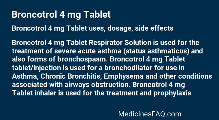 Broncotrol 4 mg Tablet