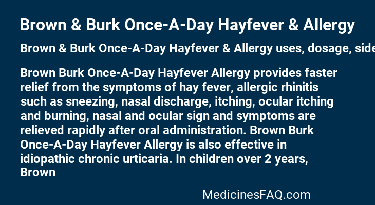 Brown & Burk Once-A-Day Hayfever & Allergy
