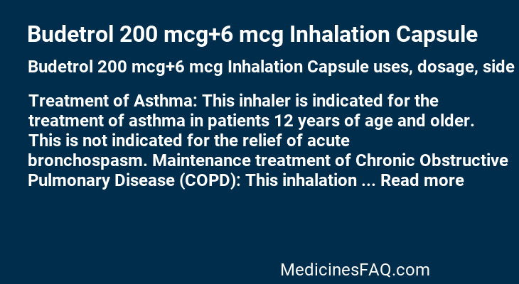 Budetrol 200 mcg+6 mcg Inhalation Capsule