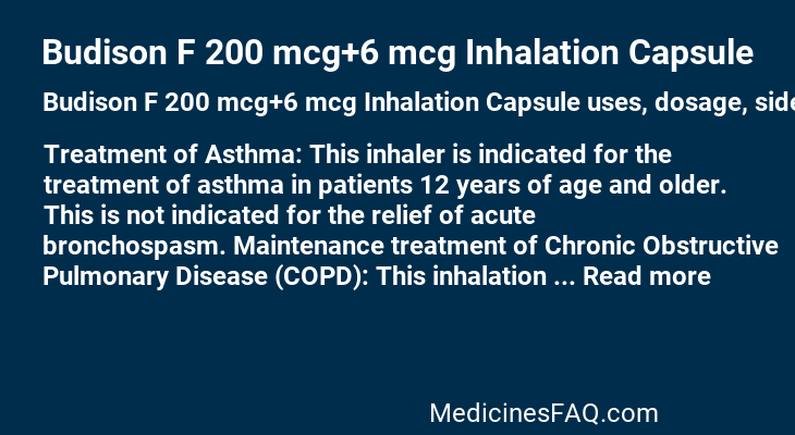 Budison F 200 mcg+6 mcg Inhalation Capsule