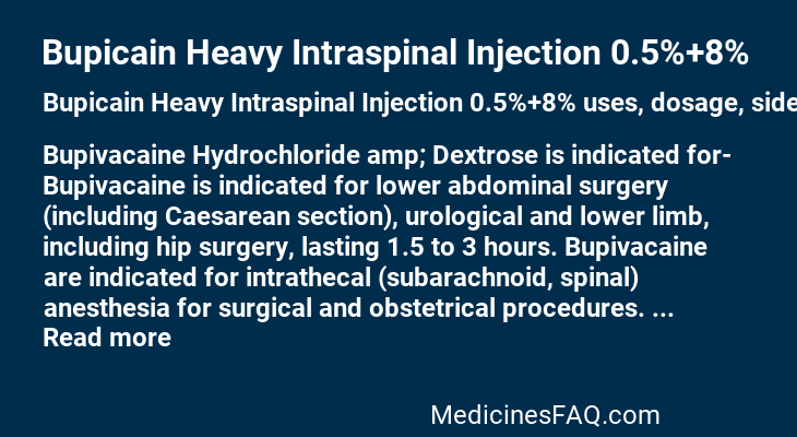 Bupicain Heavy Intraspinal Injection 0.5%+8%