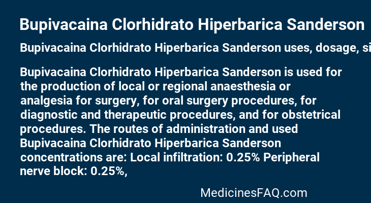 Bupivacaina Clorhidrato Hiperbarica Sanderson