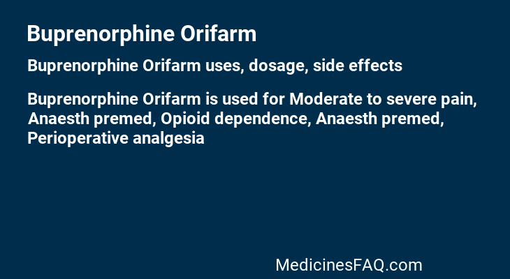 Buprenorphine Orifarm
