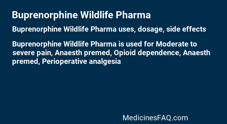 Buprenorphine Wildlife Pharma