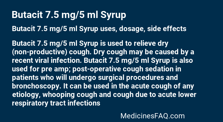 Butacit 7.5 mg/5 ml Syrup