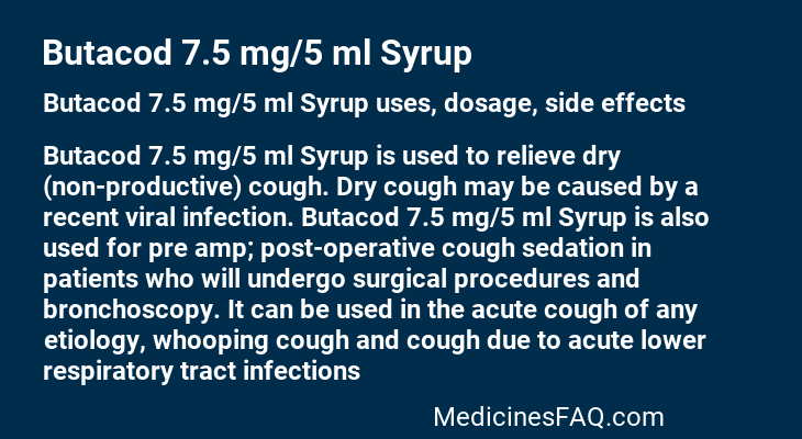 Butacod 7.5 mg/5 ml Syrup