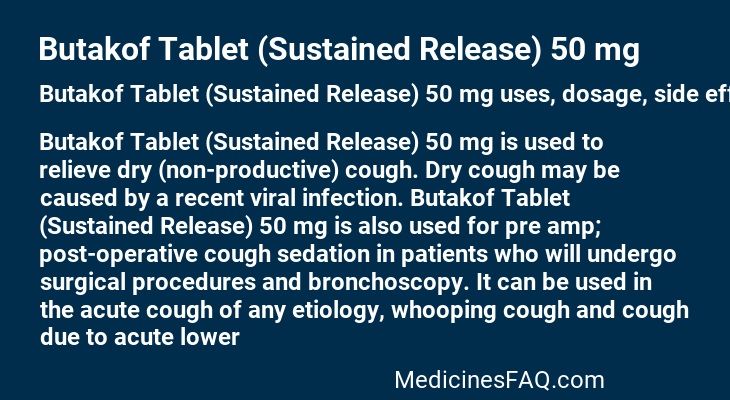 Butakof Tablet (Sustained Release) 50 mg