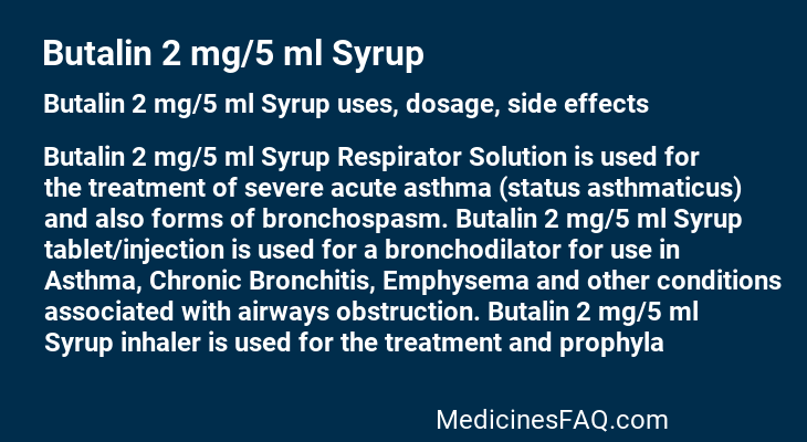 Butalin 2 mg/5 ml Syrup