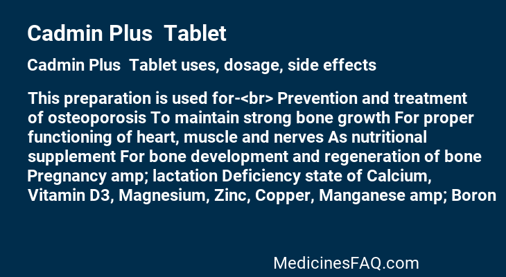 Cadmin Plus  Tablet