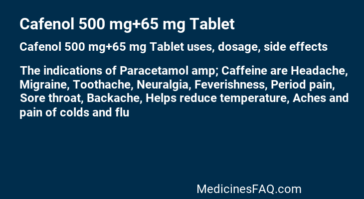 Cafenol 500 mg+65 mg Tablet