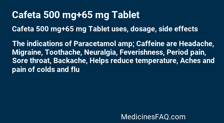 Cafeta 500 mg+65 mg Tablet