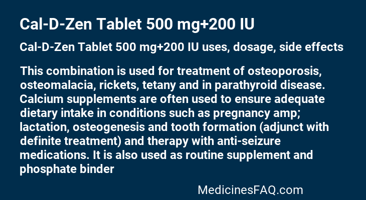 Cal-D-Zen Tablet 500 mg+200 IU
