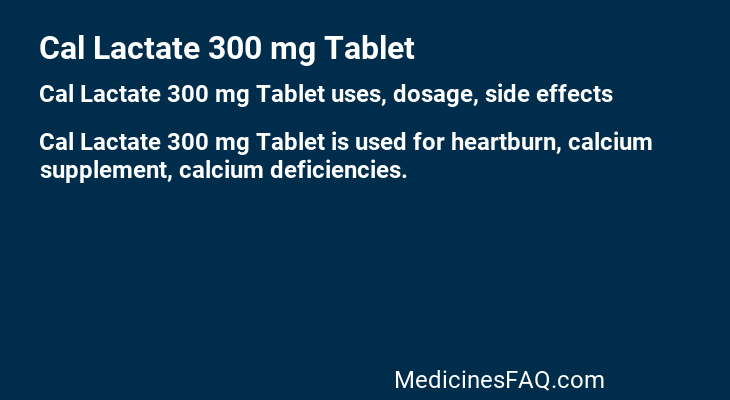 Cal Lactate 300 mg Tablet