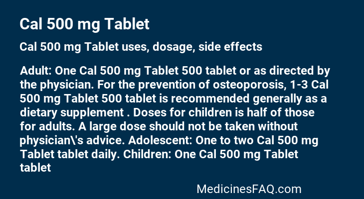 Cal 500 mg Tablet