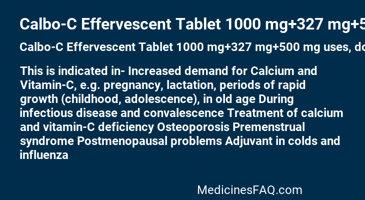 Calbo-C Effervescent Tablet 1000 mg+327 mg+500 mg