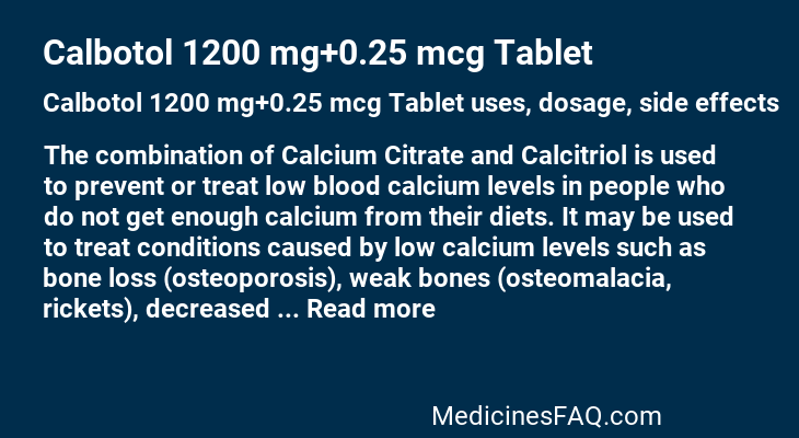 Calbotol 1200 mg+0.25 mcg Tablet