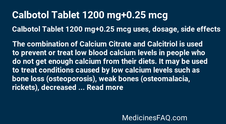 Calbotol Tablet 1200 mg+0.25 mcg