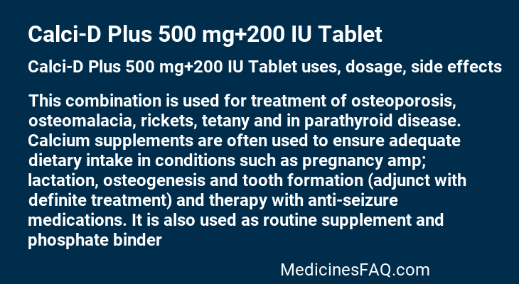 Calci-D Plus 500 mg+200 IU Tablet