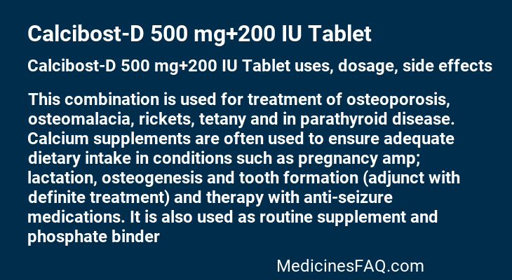 Calcibost-D 500 mg+200 IU Tablet