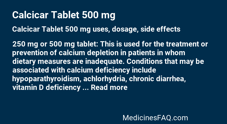 Calcicar Tablet 500 mg