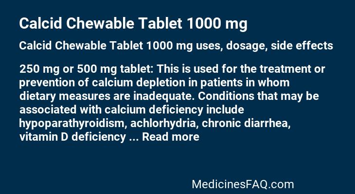 Calcid Chewable Tablet 1000 mg