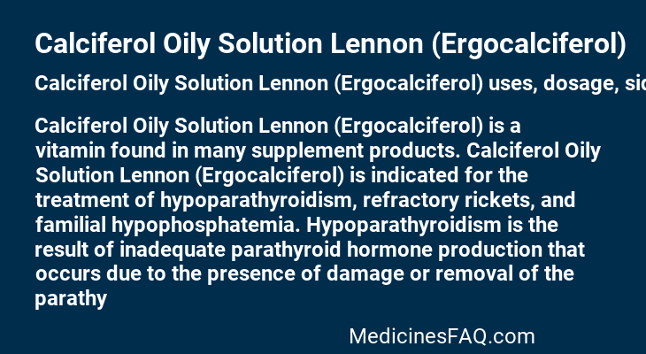 Calciferol Oily Solution Lennon (Ergocalciferol)