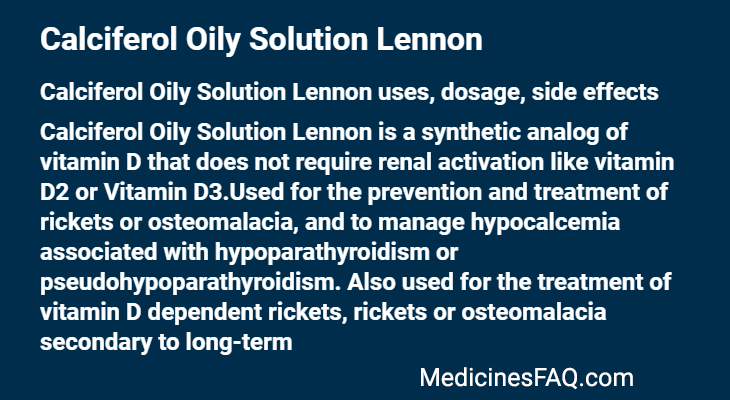 Calciferol Oily Solution Lennon