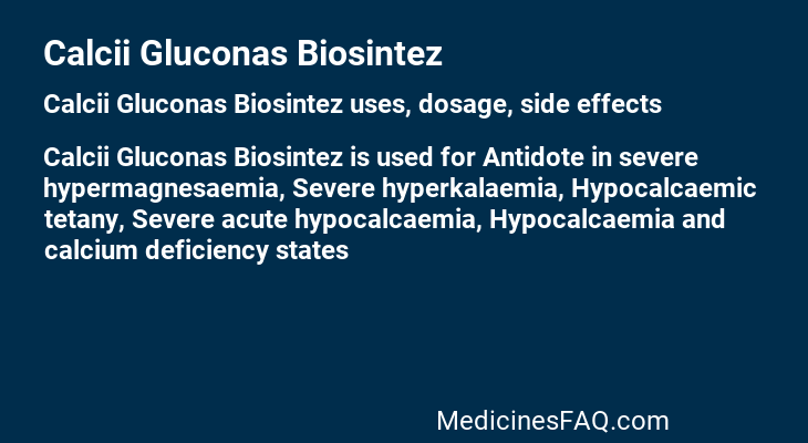 Calcii Gluconas Biosintez