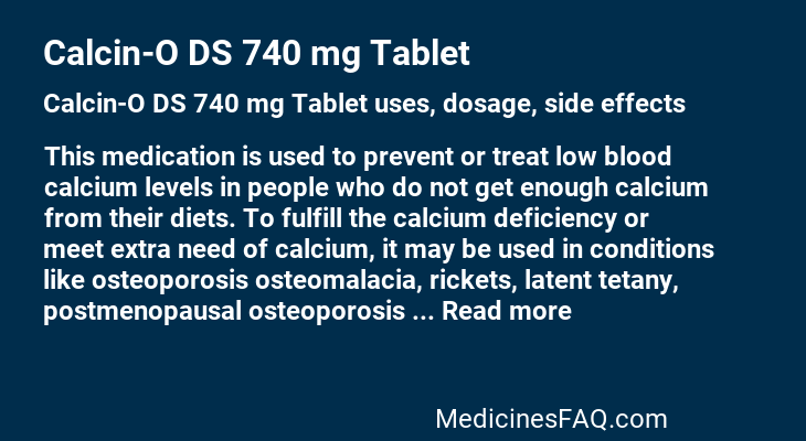 Calcin-O DS 740 mg Tablet