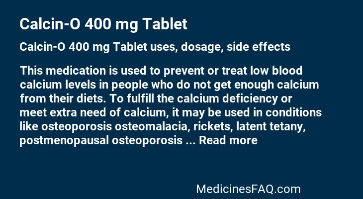 Calcin-O 400 mg Tablet