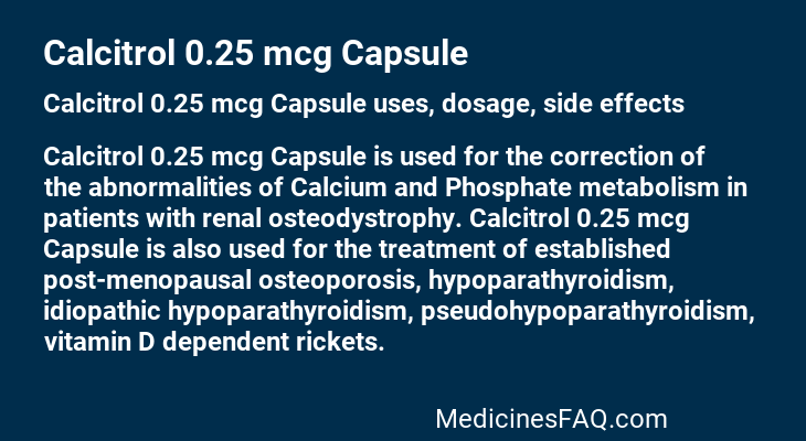 Calcitrol 0.25 mcg Capsule