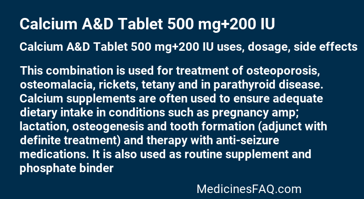 Calcium A&D Tablet 500 mg+200 IU