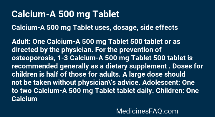 Calcium-A 500 mg Tablet