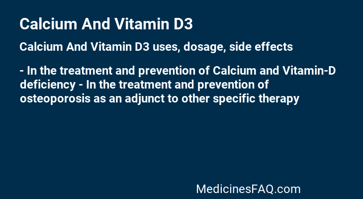 Calcium And Vitamin D3