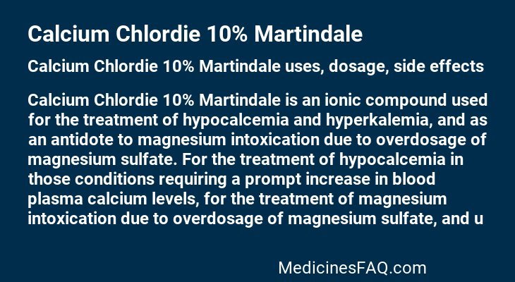 Calcium Chlordie 10% Martindale