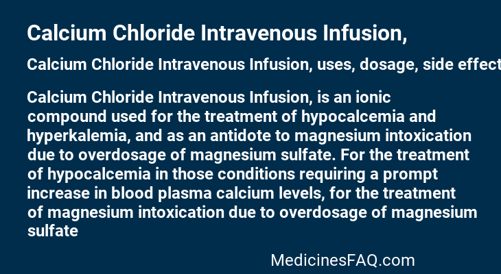 Calcium Chloride Intravenous Infusion,