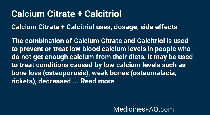 Calcium Citrate + Calcitriol