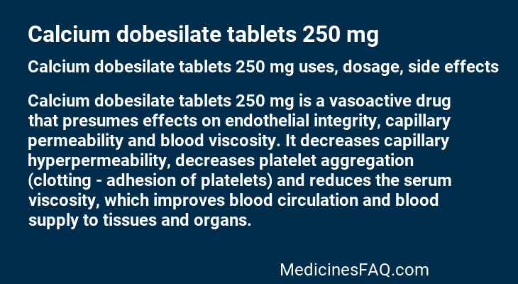 Calcium dobesilate tablets 250 mg