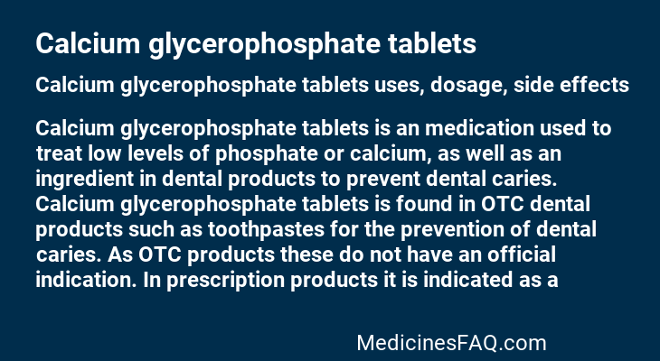 Calcium glycerophosphate tablets