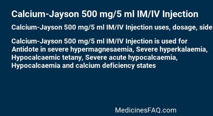 Calcium-Jayson 500 mg/5 ml IM/IV Injection