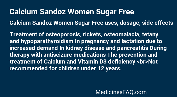 Calcium Sandoz Women Sugar Free