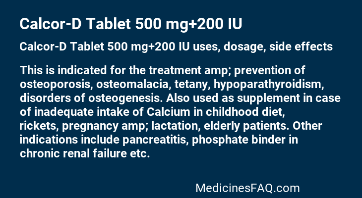 Calcor-D Tablet 500 mg+200 IU