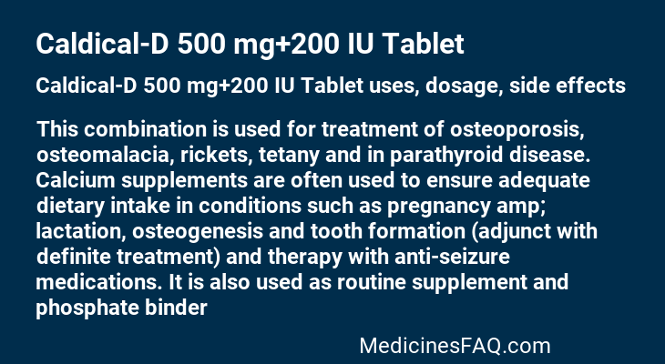 Caldical-D 500 mg+200 IU Tablet