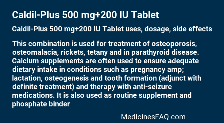 Caldil-Plus 500 mg+200 IU Tablet