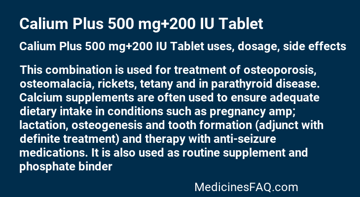 Calium Plus 500 mg+200 IU Tablet